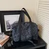28L Printed Polyester Weekender Tote for Travel and Gym Black color SKU reference