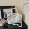 28L Printed Polyester Weekender Tote for Travel and Gym White color SKU reference