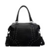 Embellished PU Travel Shoulder Duffel with Adjustable Strap Black color SKU reference