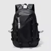 PU-Coated Travel Backpack with Front Storage Pocket Black color SKU reference