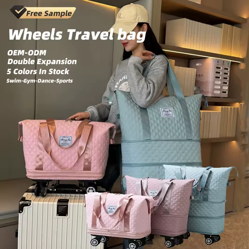 Quilted Expandable Wheeled Weekender with Wet-Dry Storage product reference image