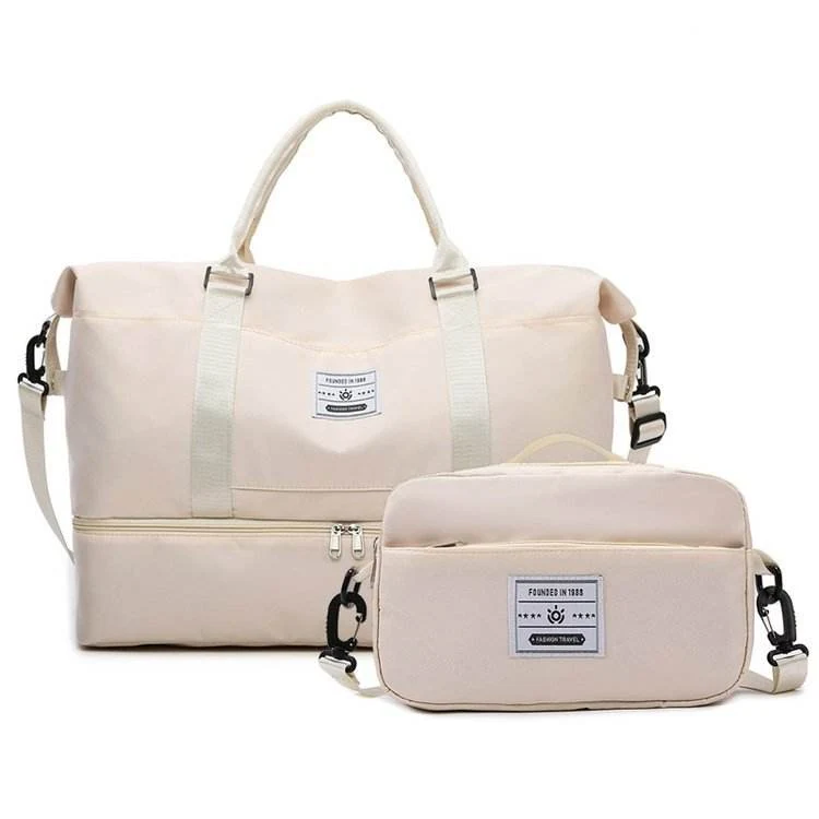 Oxford Two-Piece Travel Duffel Set with Wet/Dry Storage White color SKU reference