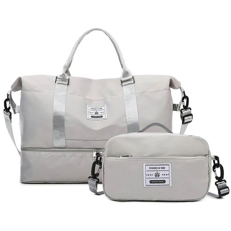 Oxford Two-Piece Travel Duffel Set with Wet/Dry Storage Gray color SKU reference