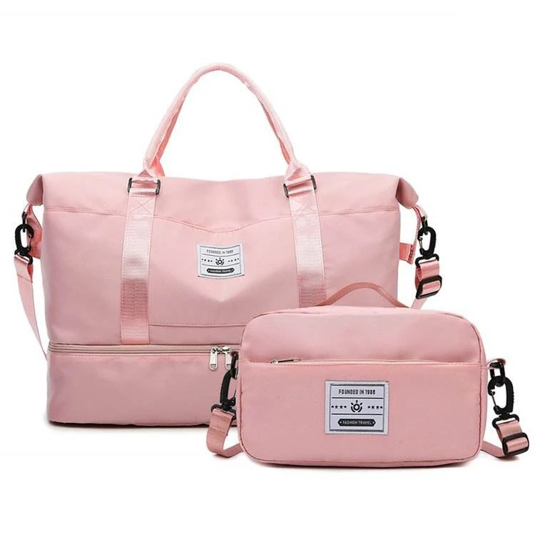 Oxford Two-Piece Travel Duffel Set with Wet/Dry Storage Pink color SKU reference