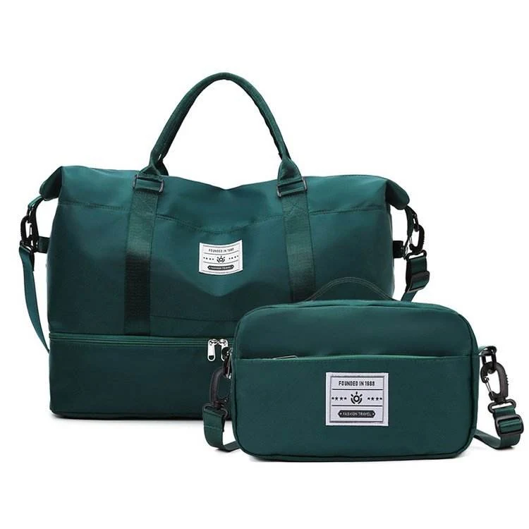 Oxford Two-Piece Travel Duffel Set with Wet/Dry Storage Green color SKU reference