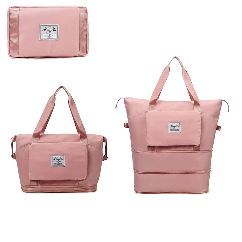 Expandable Double-Layer Gym Weekender with Dry/Wet Storage Pink color SKU reference