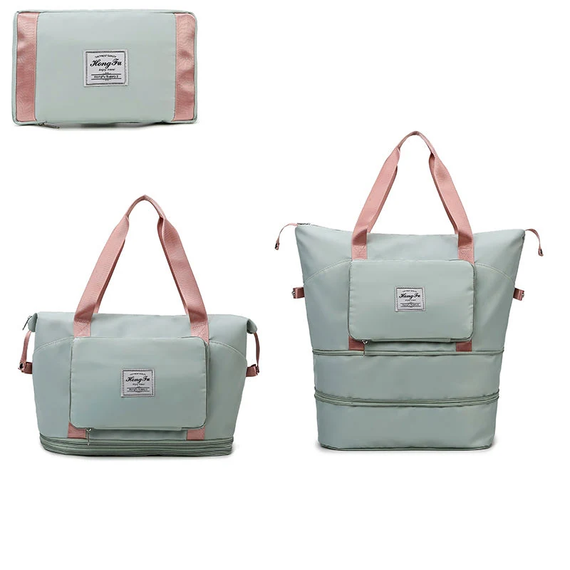 Expandable Double-Layer Gym Weekender with Dry/Wet Storage Light Green color SKU reference