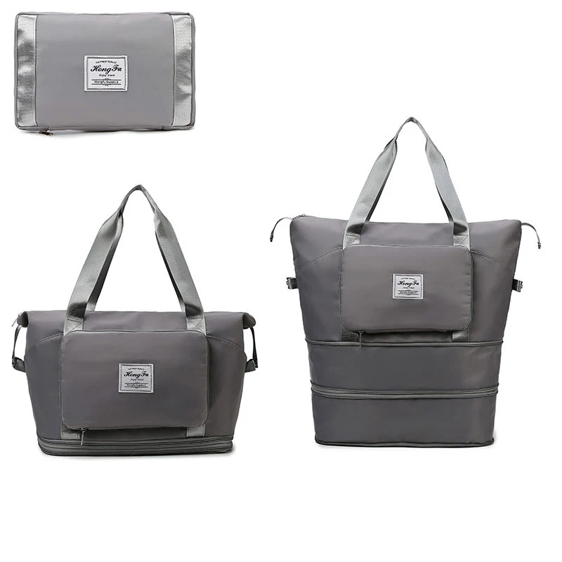 Expandable Double-Layer Gym Weekender with Dry/Wet Storage Gray color SKU reference