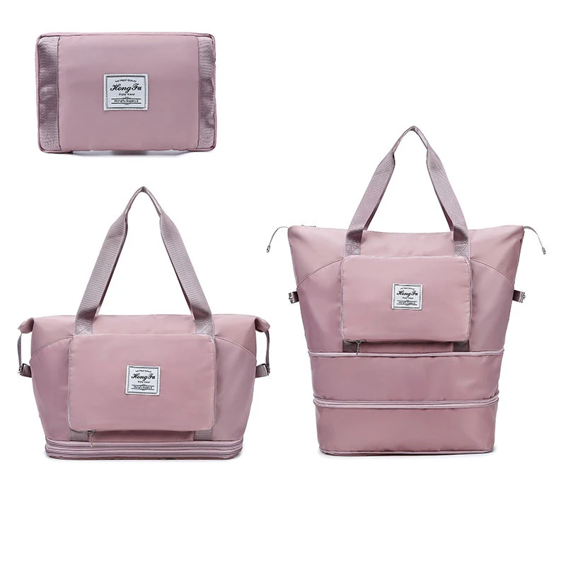 Expandable Double-Layer Gym Weekender with Dry/Wet Storage Pink 2 color SKU reference