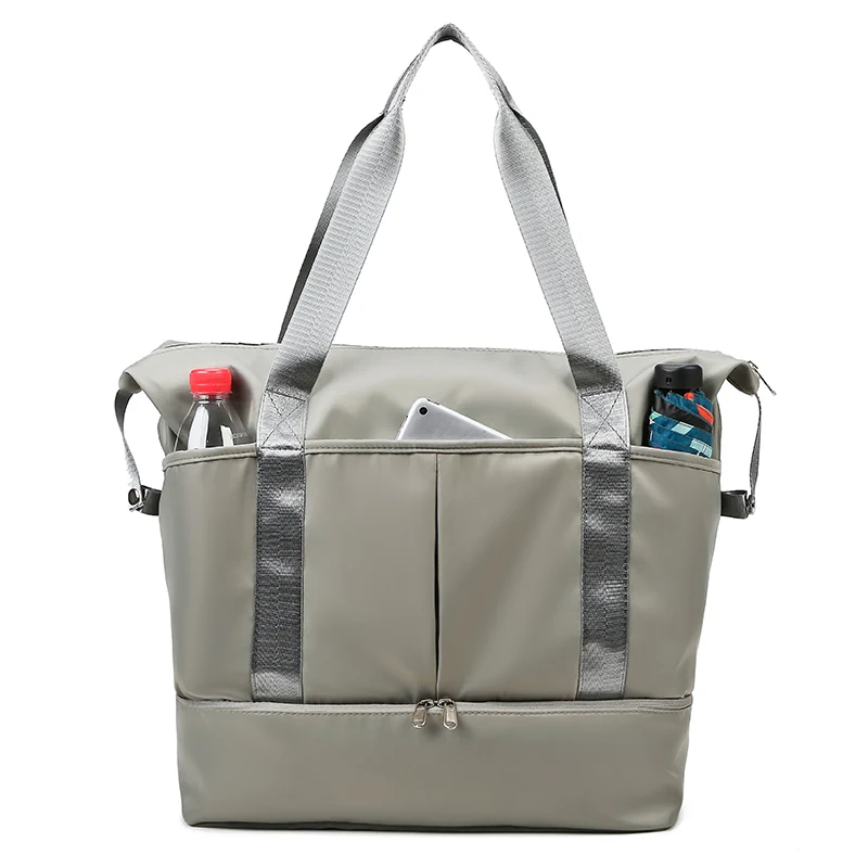 Oxford Weekender Gym Duffel with Separate Shoe Compartment Gray color SKU reference