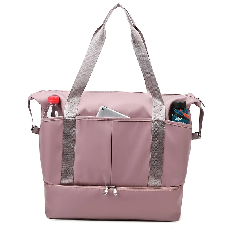 Oxford Weekender Gym Duffel with Separate Shoe Compartment Pink 2 color SKU reference