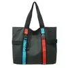 22L Color-Block Shoulder Tote with Contrast Straps Green · contrast stripe color SKU reference