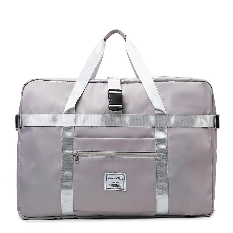 Oversized Travel Duffel with Front Zipper Pocket Gray color SKU reference