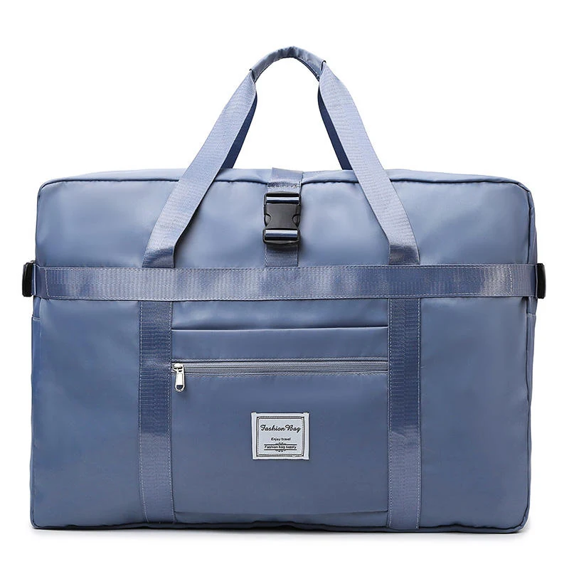 Oversized Travel Duffel with Front Zipper Pocket Blue color SKU reference