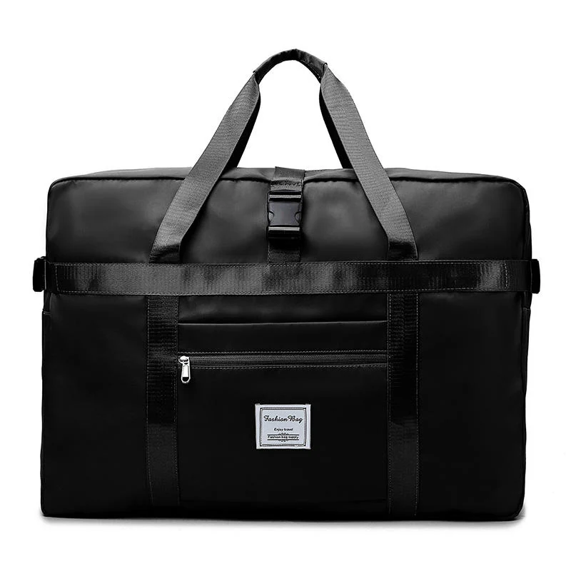 Oversized Travel Duffel with Front Zipper Pocket Black color SKU reference