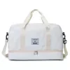 Quilted Weekender Travel Tote with Shoe Compartment White color SKU reference