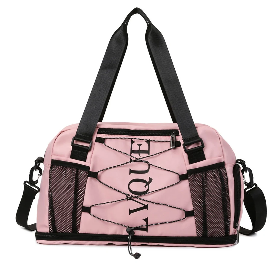 Expandable Weekender Duffel with Side Mesh Pockets Pink color SKU reference