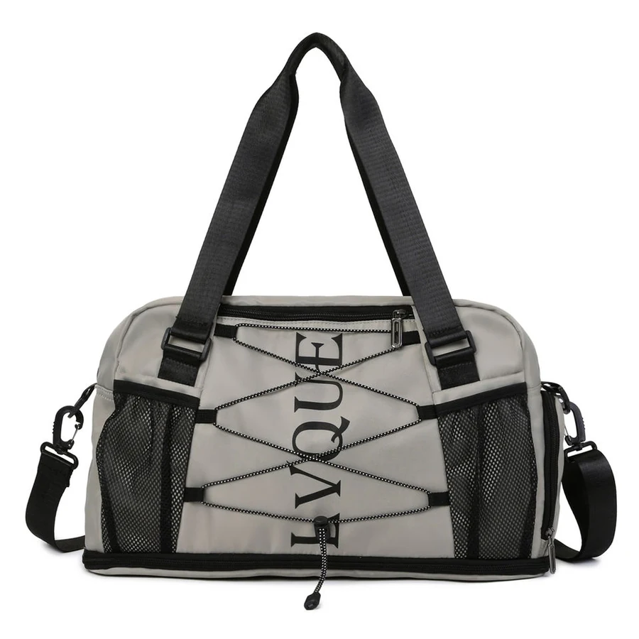 Expandable Weekender Duffel with Side Mesh Pockets Gray color SKU reference
