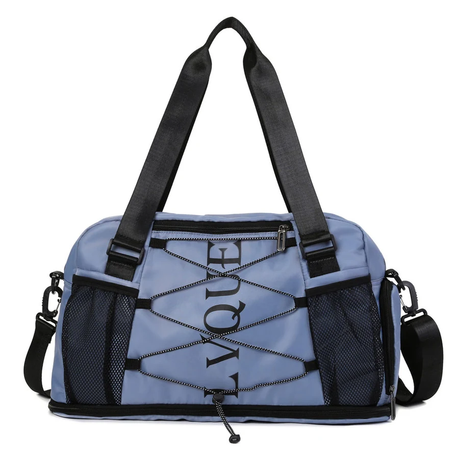 Expandable Weekender Duffel with Side Mesh Pockets Blue color SKU reference