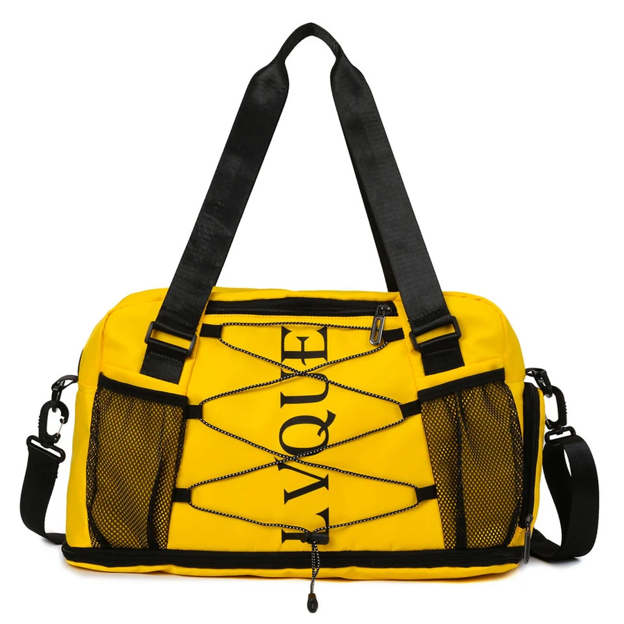 Expandable Weekender Duffel with Side Mesh Pockets Yellow color SKU reference