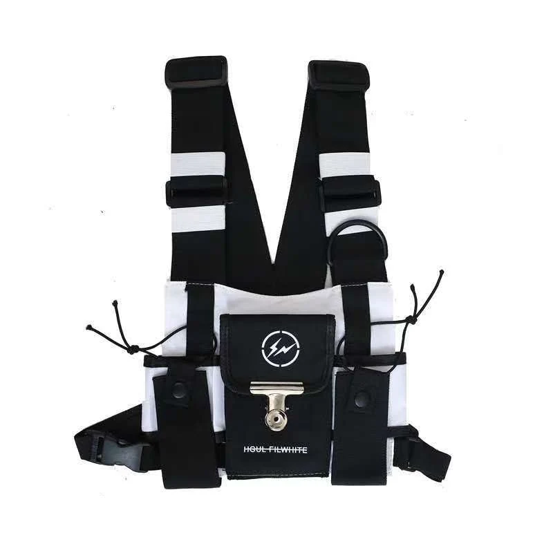 Star-pattern Polyester Recon Chest Pouch White color SKU reference