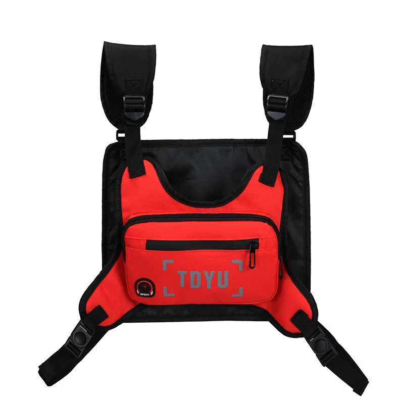 Reflective Polyester Crossbody Chest Bag Red color SKU reference