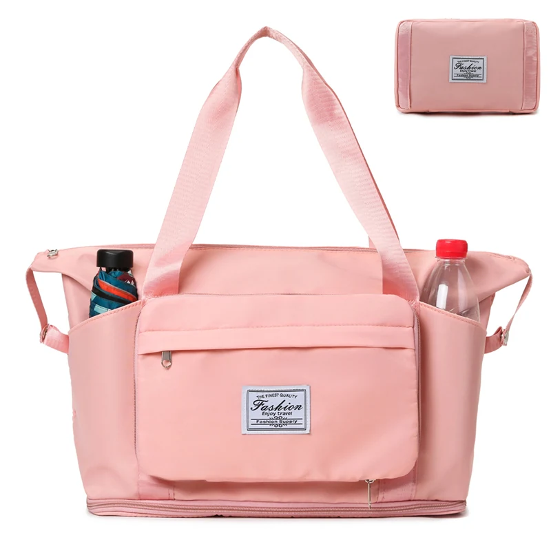 Expandable Foldable Weekender Tote with Luggage Sleeve Blush color SKU reference
