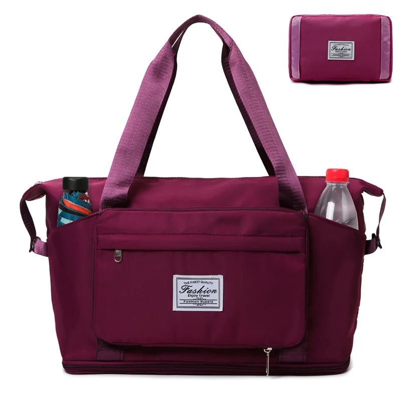 Expandable Foldable Weekender Tote with Luggage Sleeve Purple color SKU reference