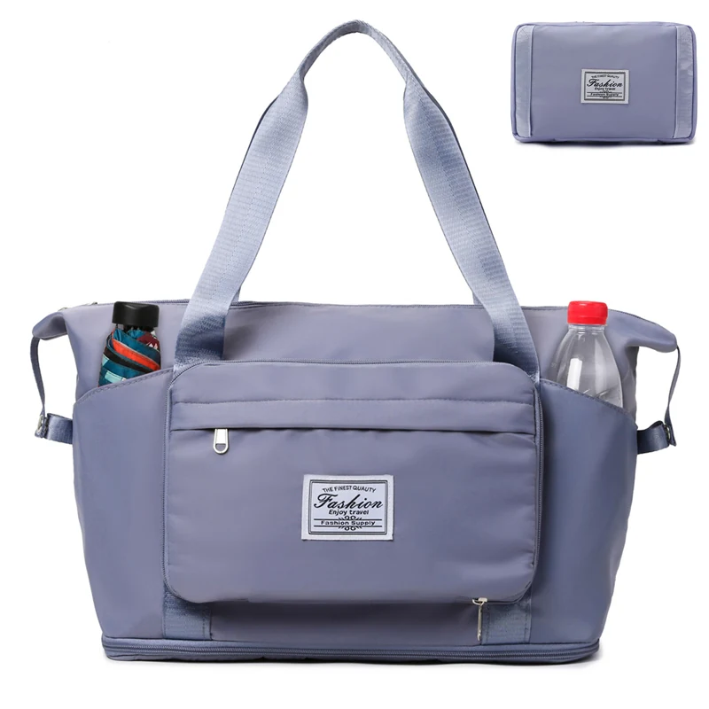 Expandable Foldable Weekender Tote with Luggage Sleeve Blue color SKU reference