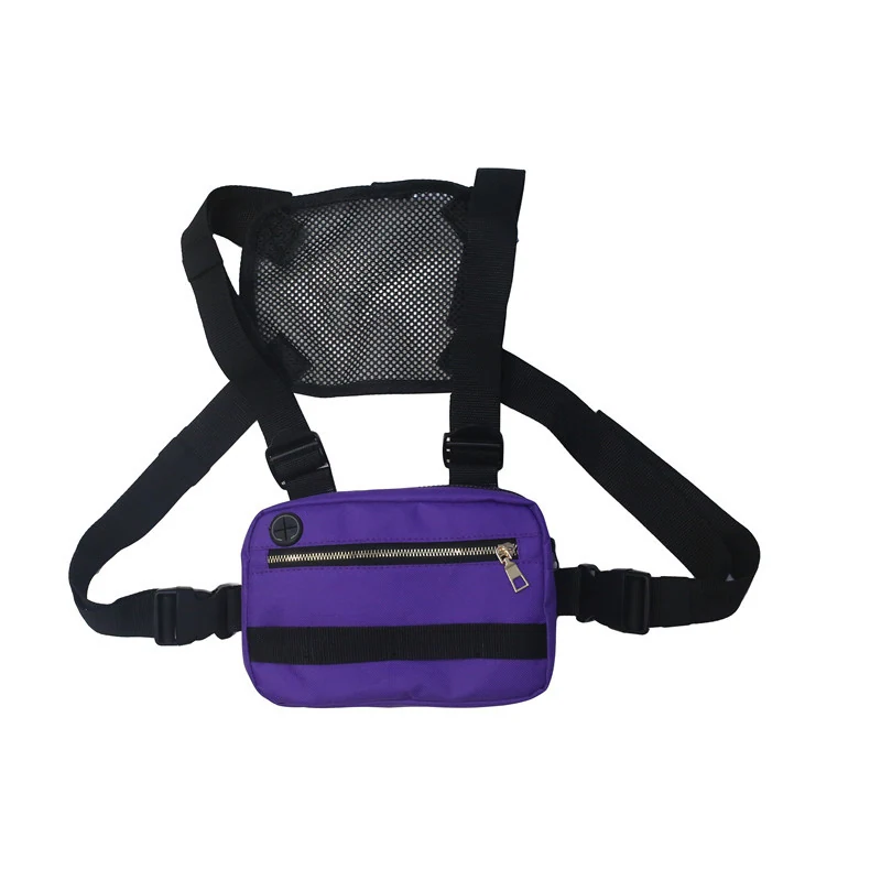 Polyester Adjustable Harness Chest Pouch Purple color SKU reference