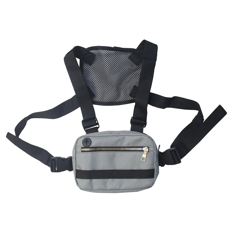 Polyester Adjustable Harness Chest Pouch Gray color SKU reference