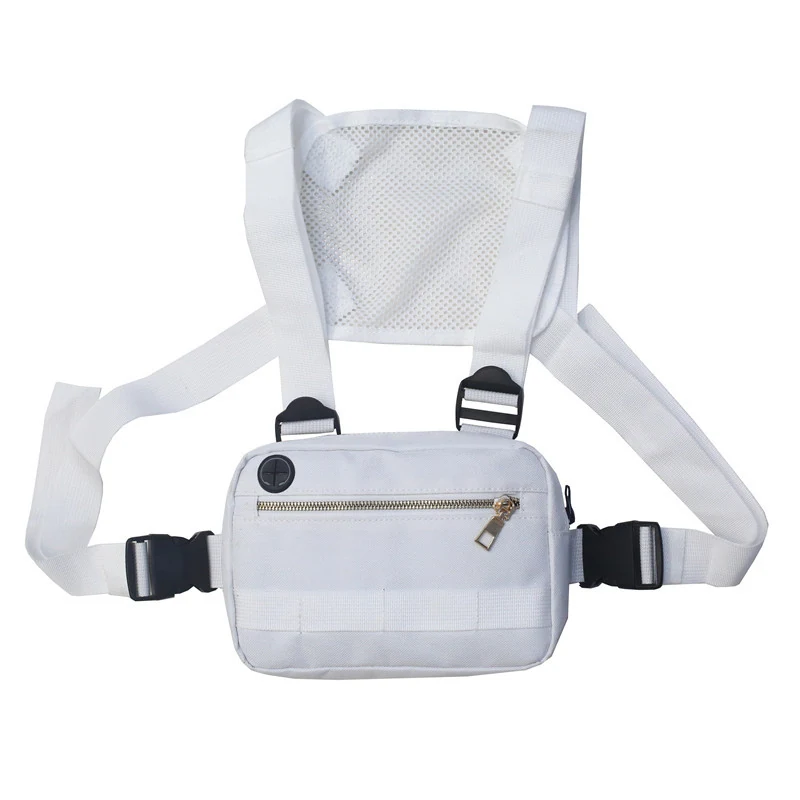 Polyester Adjustable Harness Chest Pouch White color SKU reference