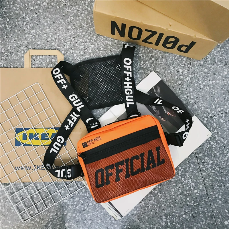 Radio Harness-style Chest Pouch with Wide Adjustable Straps Orange color SKU reference