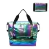 Holographic Foldable Gym Tote with Bottom Shoe Compartment Black color SKU reference