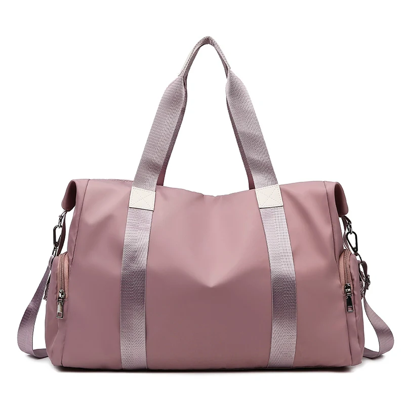 Nylon Travel Gym Duffel with Side Pocket Sakura pink color SKU reference