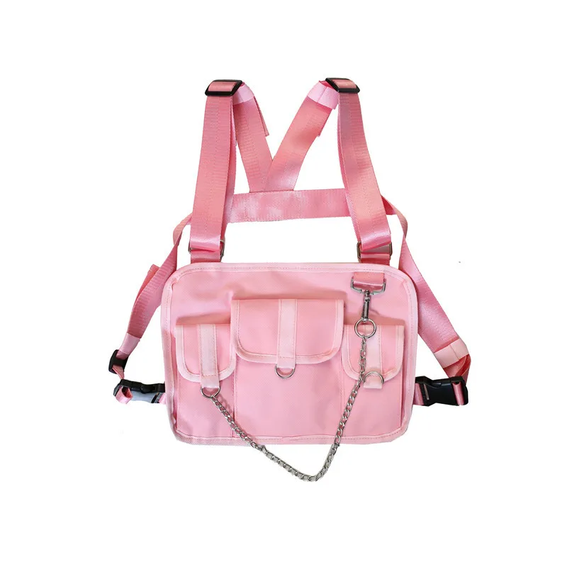 Multi-Pocket Chest-Rig Style Crossbody Bag Pink color SKU reference