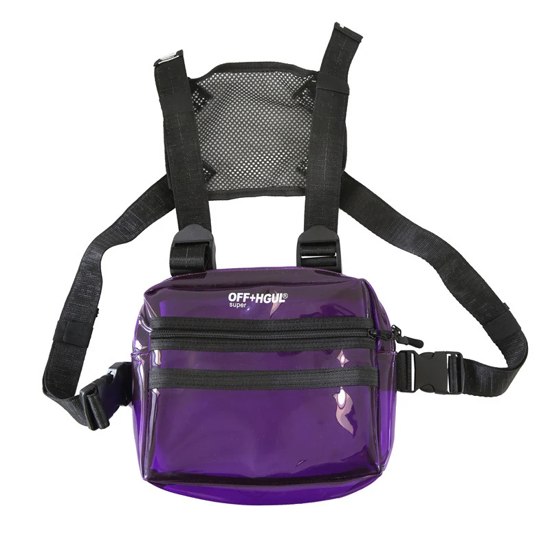 Translucent PVC Chest Rig Bag with Adjustable Straps Purple color SKU reference