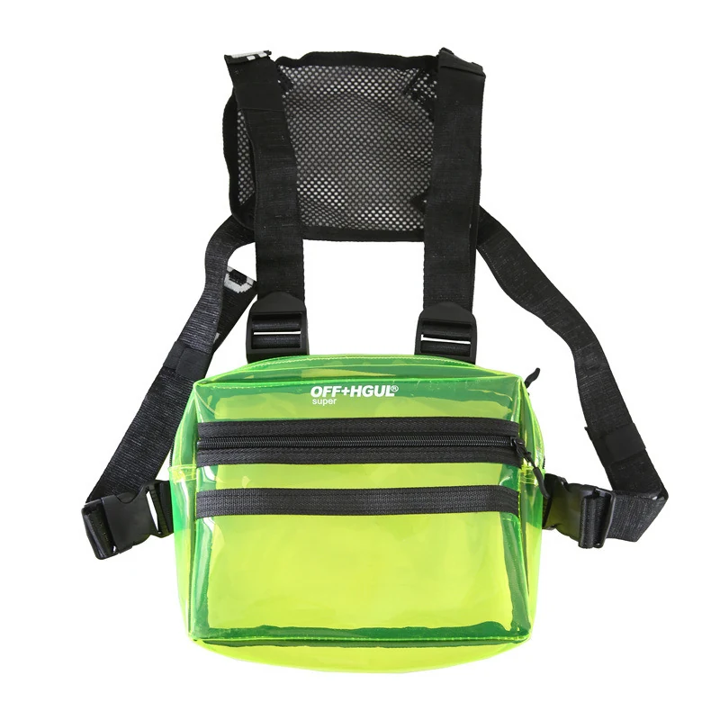 Translucent PVC Chest Rig Bag with Adjustable Straps Lime color SKU reference