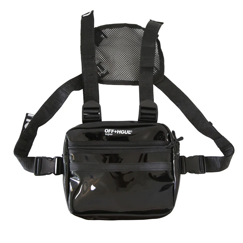 Translucent PVC Chest Rig Bag with Adjustable Straps Black color SKU reference
