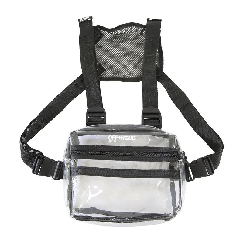 Translucent PVC Chest Rig Bag with Adjustable Straps Clear / Gray color SKU reference
