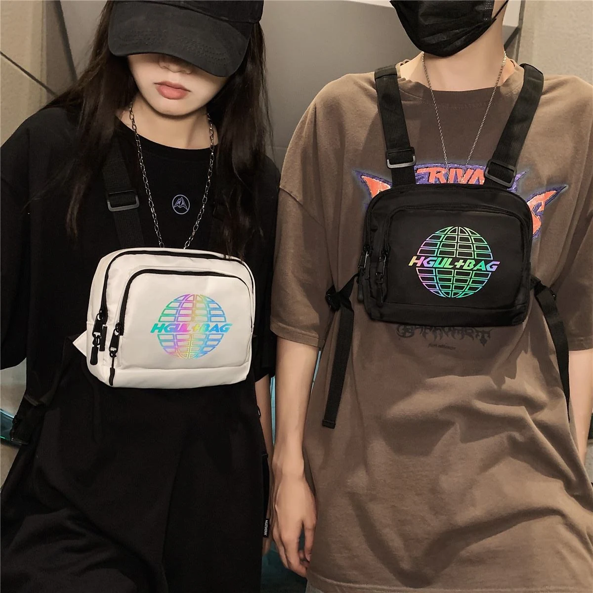 Lightweight Color-block Chest Pouch with Adjustable Harness product reference image