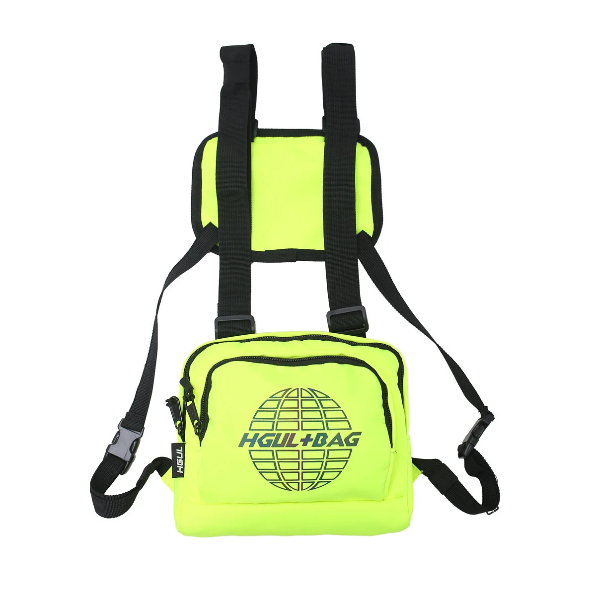 Lightweight Color-block Chest Pouch with Adjustable Harness Lime color SKU reference