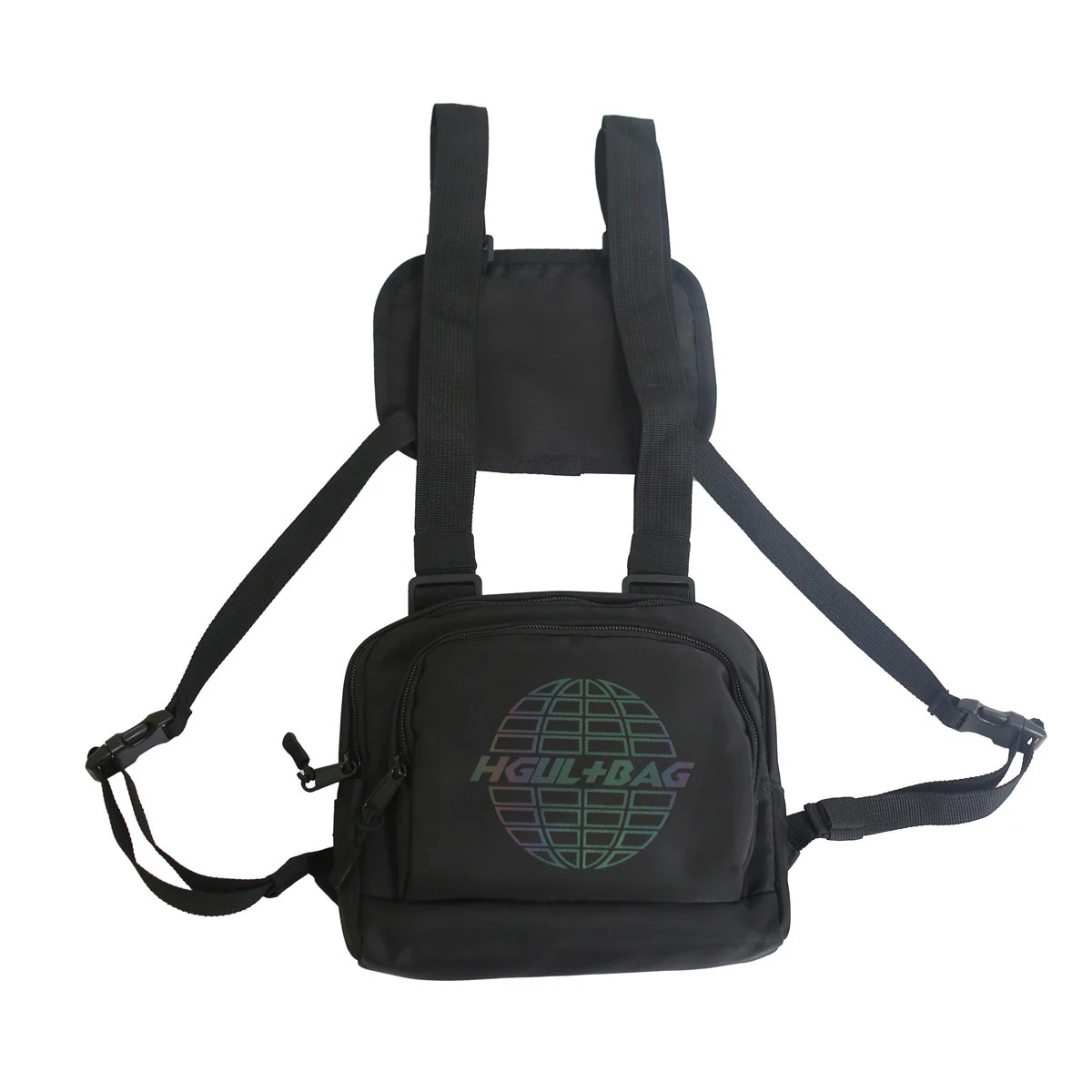 Lightweight Color-block Chest Pouch with Adjustable Harness Black color SKU reference