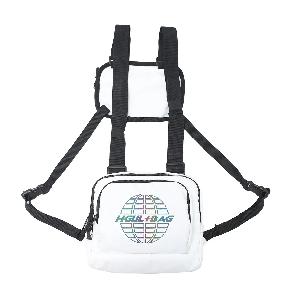 Lightweight Color-block Chest Pouch with Adjustable Harness White color SKU reference