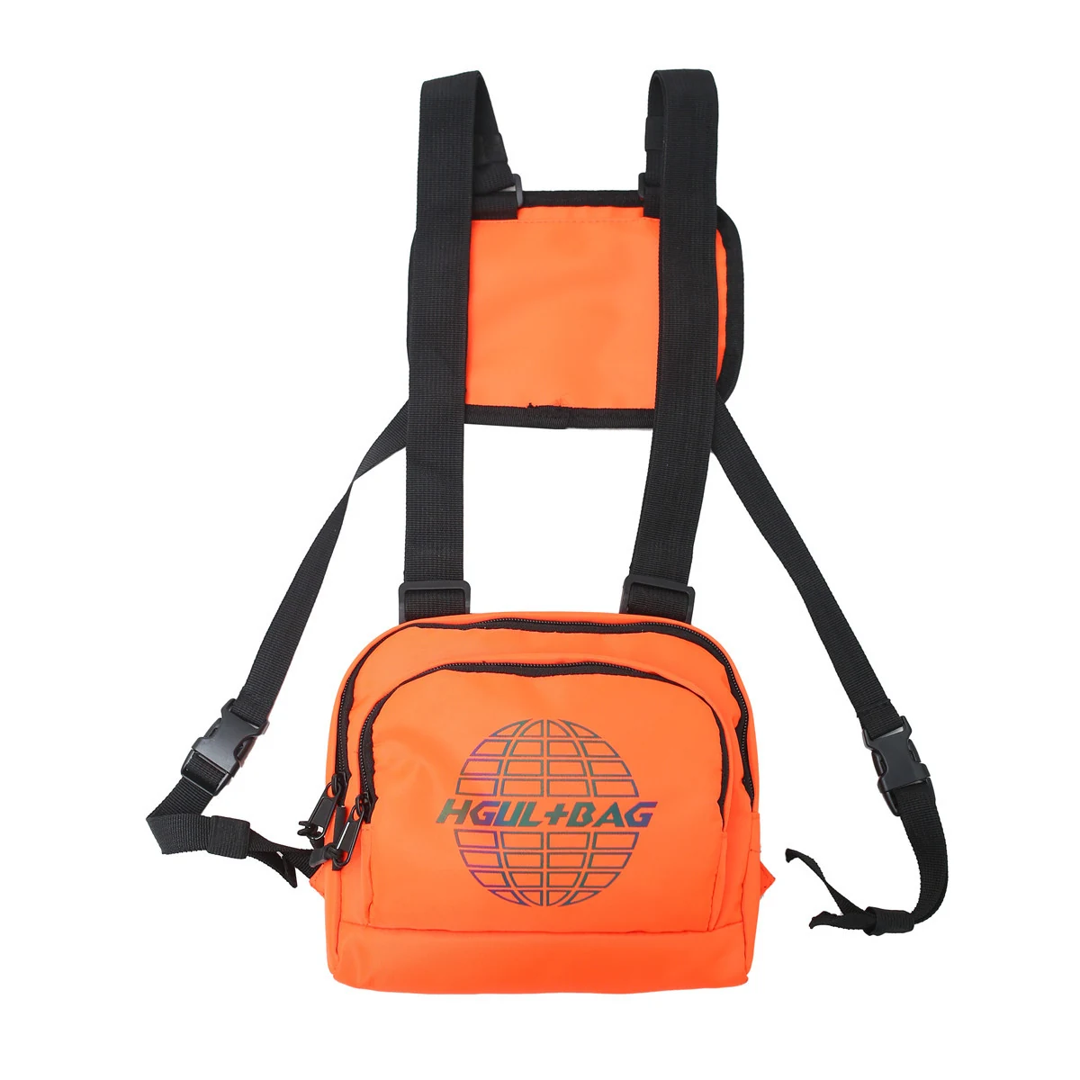 Lightweight Color-block Chest Pouch with Adjustable Harness Orange color SKU reference