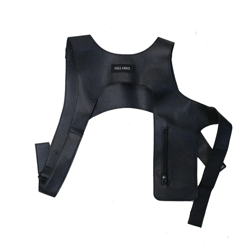 Star-pattern PU Streetwear Chest Rig and Waist Pouch Black color SKU reference