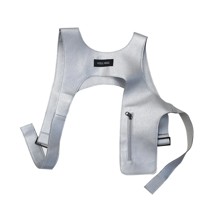Star-pattern PU Streetwear Chest Rig and Waist Pouch Gray color SKU reference