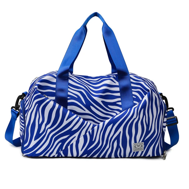 Zebra-Stripe Weekender Duffel with Shoe Compartment Sapphire Blue color SKU reference
