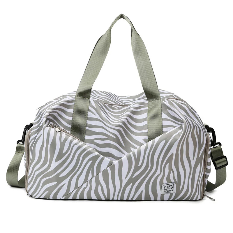Zebra-Stripe Weekender Duffel with Shoe Compartment Gray color SKU reference