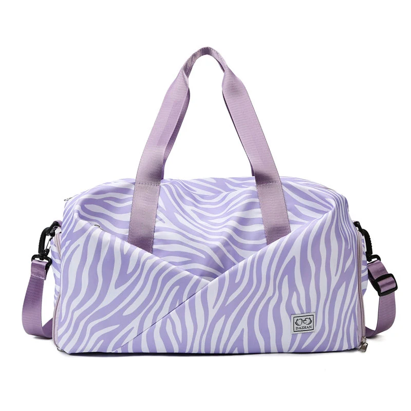 Zebra-Stripe Weekender Duffel with Shoe Compartment Purple color SKU reference
